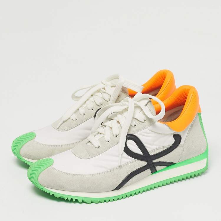 Pre Owned Loewe Multicolor Nylon and Suede Paneled Lace Up Sneakers Size 40