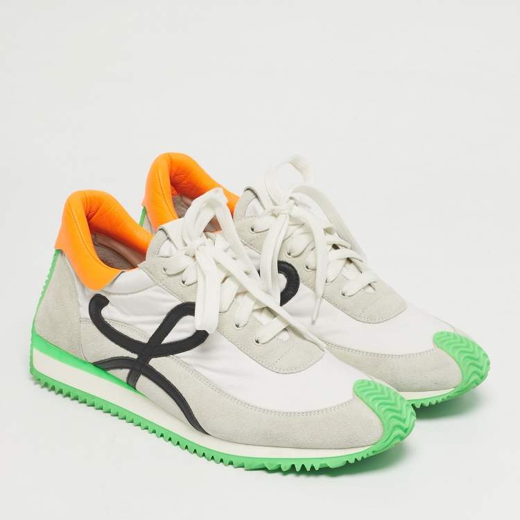 Pre Owned Loewe Multicolor Nylon and Suede Paneled Lace Up Sneakers Size 40