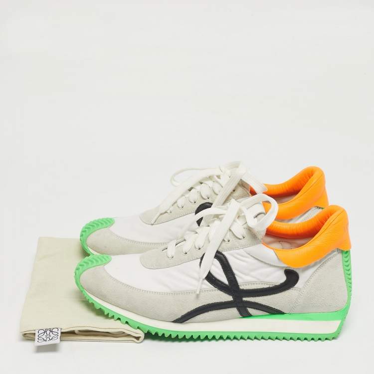 Pre Owned Loewe Multicolor Nylon and Suede Paneled Lace Up Sneakers Size 40