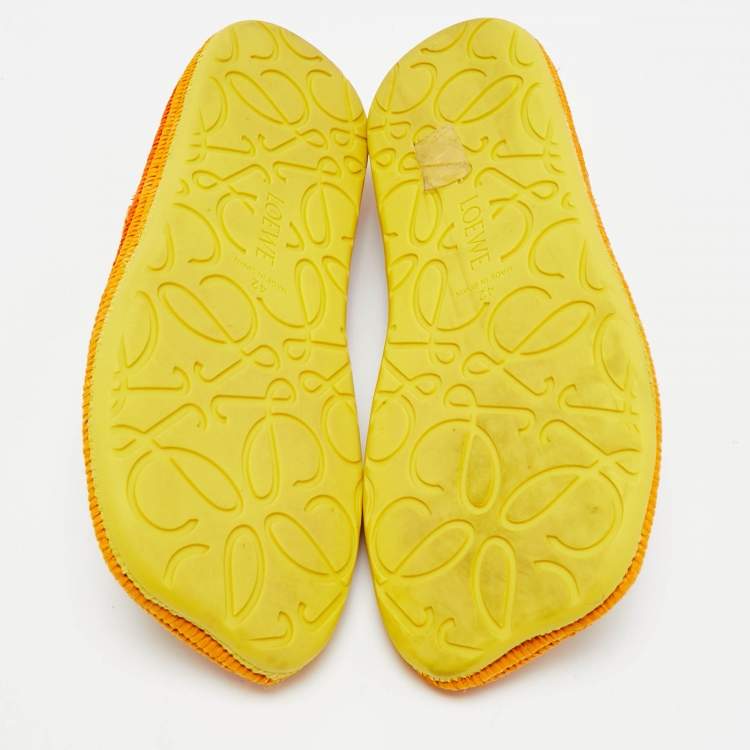 Pre Owned Loewe Paula's Ibiza Shigra Size 42 Orange Raffia and Suede Slippers