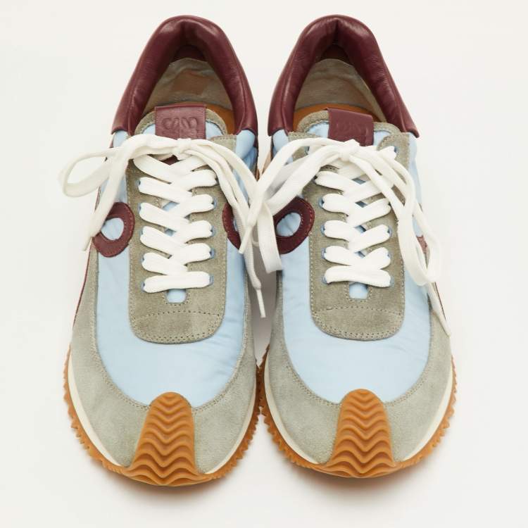 Pre Owned Loewe Flow Runner Size 42 Multicolor Leather, Nylon and Suede Low Top Sneakers