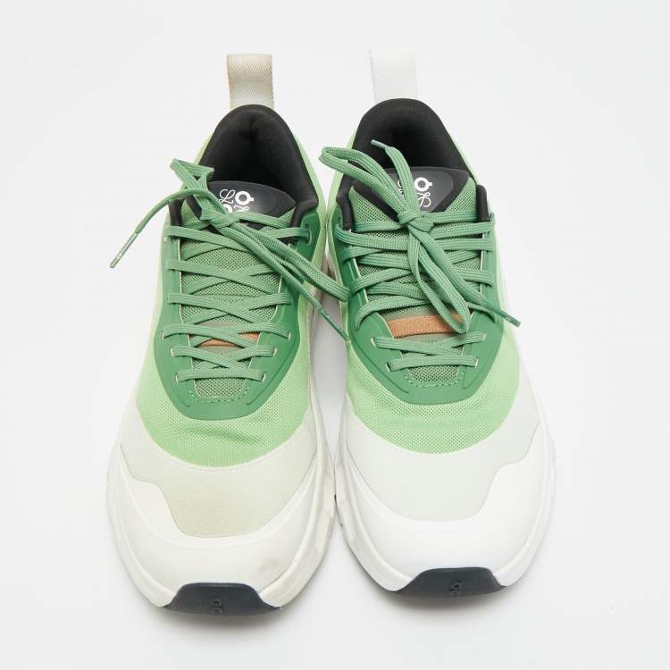 Pre Owned Loewe Cloudtilt 2 Size 42 Grey/Green Fabric and Mesh Lace Up Sneakers