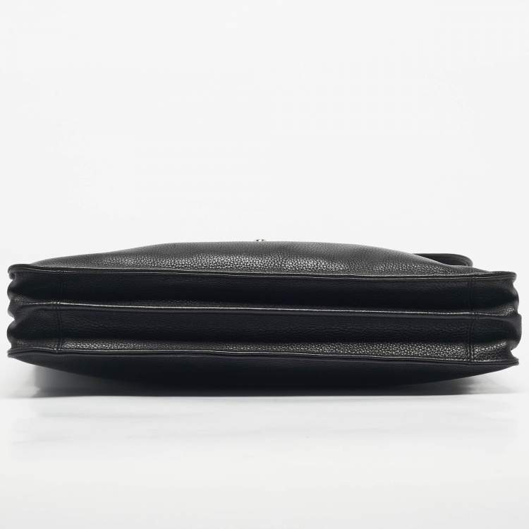 Pre Owned Longchamp Black Leather Briefcase