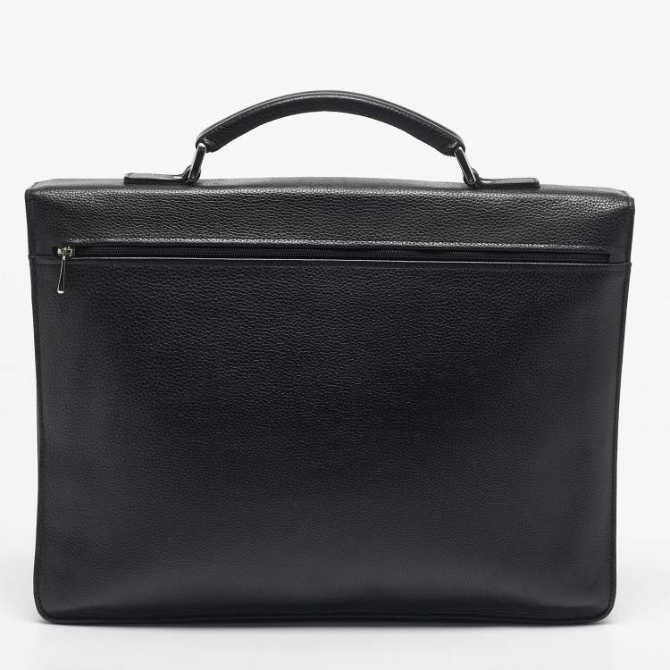 Pre Owned Longchamp Black Leather Briefcase