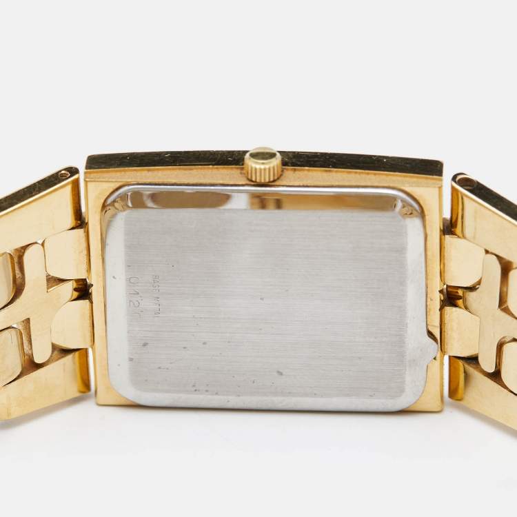 Pre Owned Longines Champagne Gold Plated Stainless Steel Vintage QWR 5742 Men's Wristwatch 24 mm