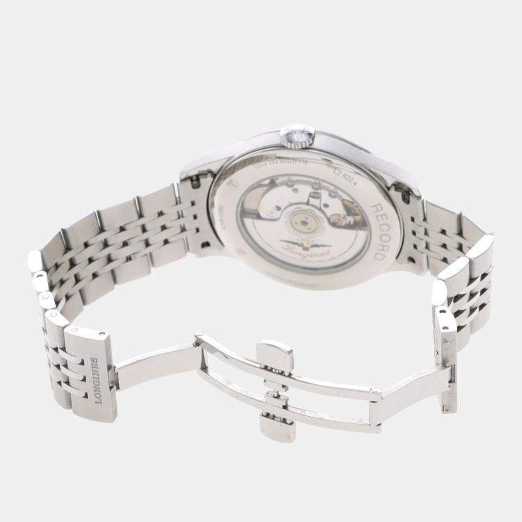 Pre Owned Longines Record L2.820.4 Automatic Stainless Steel Men's Wristwatch 39 mm