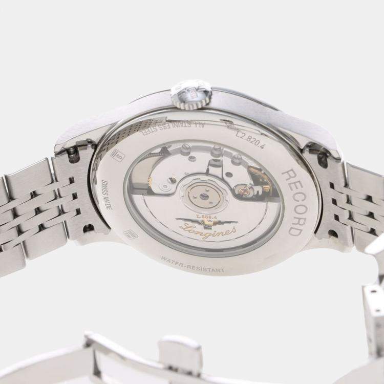 Pre Owned Longines Record L2.820.4 Automatic Stainless Steel Men's Wristwatch 39 mm
