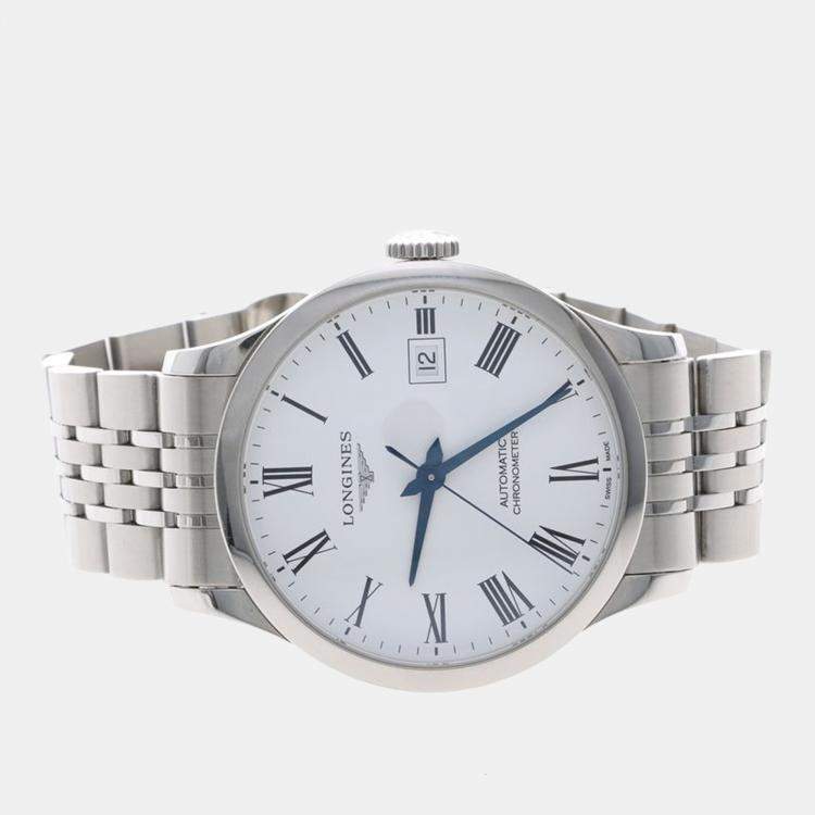 Pre Owned Longines Record L2.820.4 Automatic Stainless Steel Men's Wristwatch 39 mm