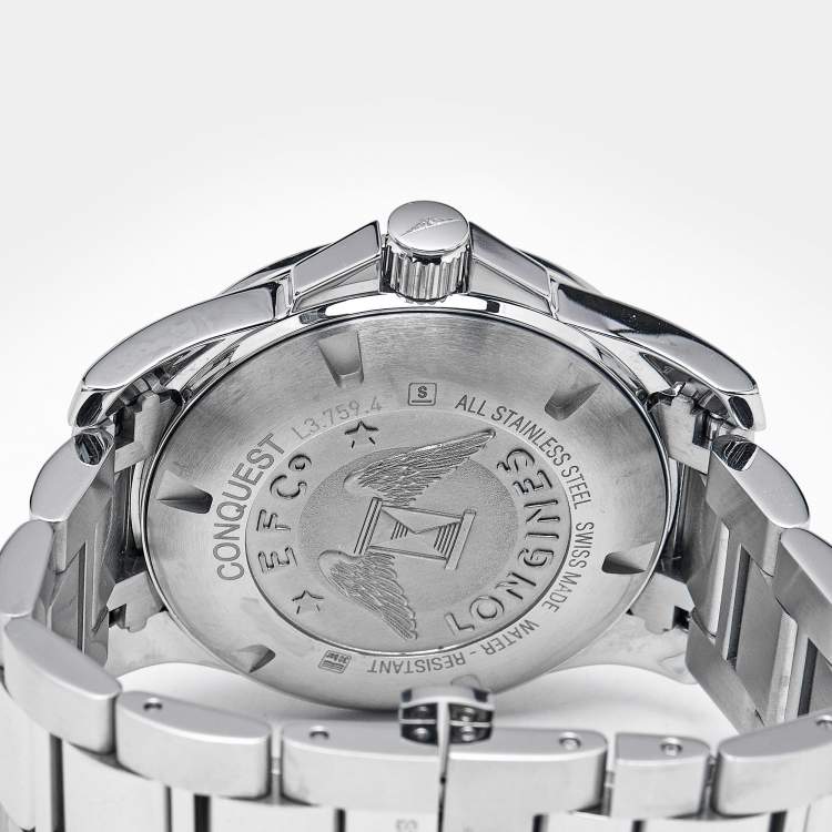 Pre Owned Longines Conquest L3.759.4.96.6 Blue Dial Stainless Steel Men's Wristwatch 41 mm