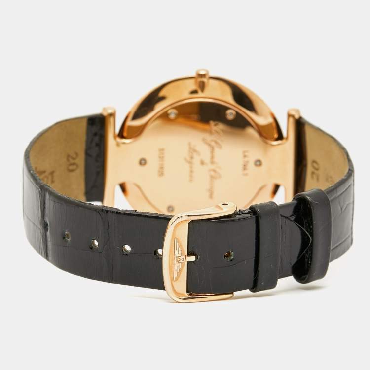 Pre Owned Longines La Grande Classique L4.766.1.91.2 White Dial Rose Gold PVD Coated Stainless Steel Alligator Leather Men's Wristwatch 37 mm