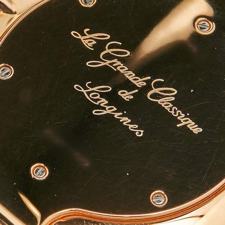 Pre Owned Longines La Grande Classique L4.766.1.91.2 White Dial Rose Gold PVD Coated Stainless Steel Alligator Leather Men's Wristwatch 37 mm