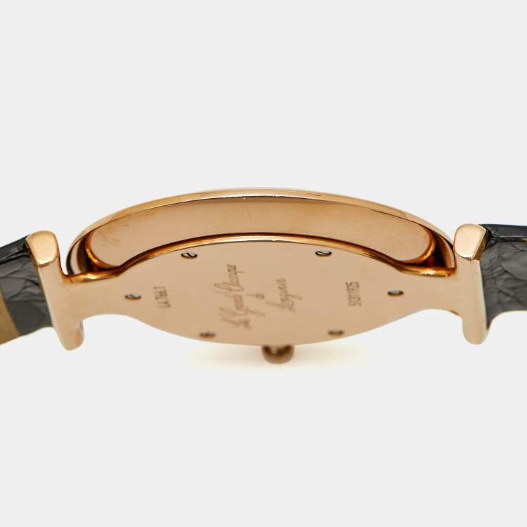 Pre Owned Longines La Grande Classique L4.766.1.91.2 White Dial Rose Gold PVD Coated Stainless Steel Alligator Leather Men's Wristwatch 37 mm