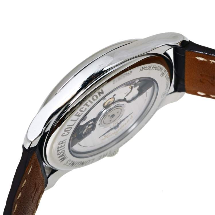 Pre Owned Longines White Stainless Steel Leather Master Collection L2.793.4 Men's Wristwatch 40 MM