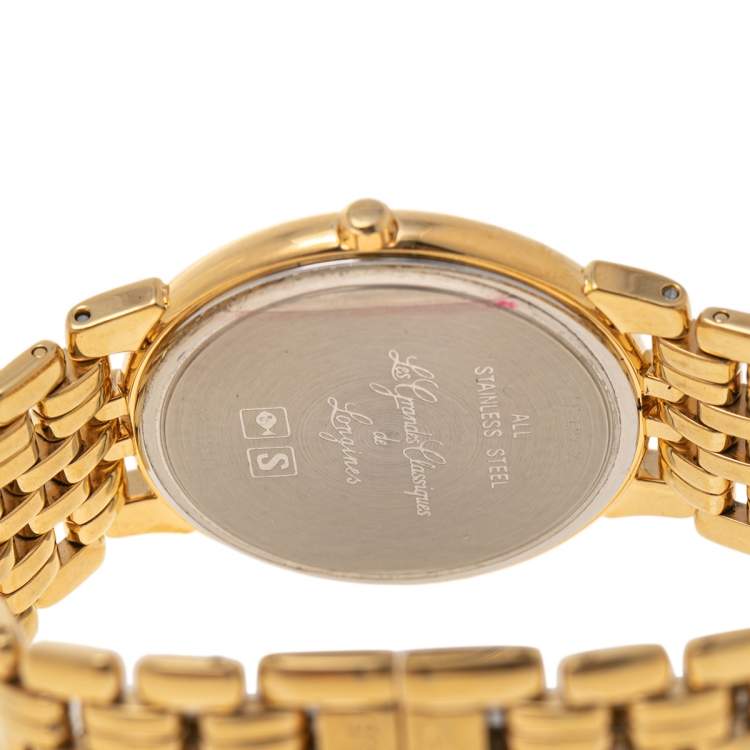 Pre Owned      Longines Champagne Gold Plated Stainless Steel Grande Classique L56322 Men's Wristwatch 33 mm