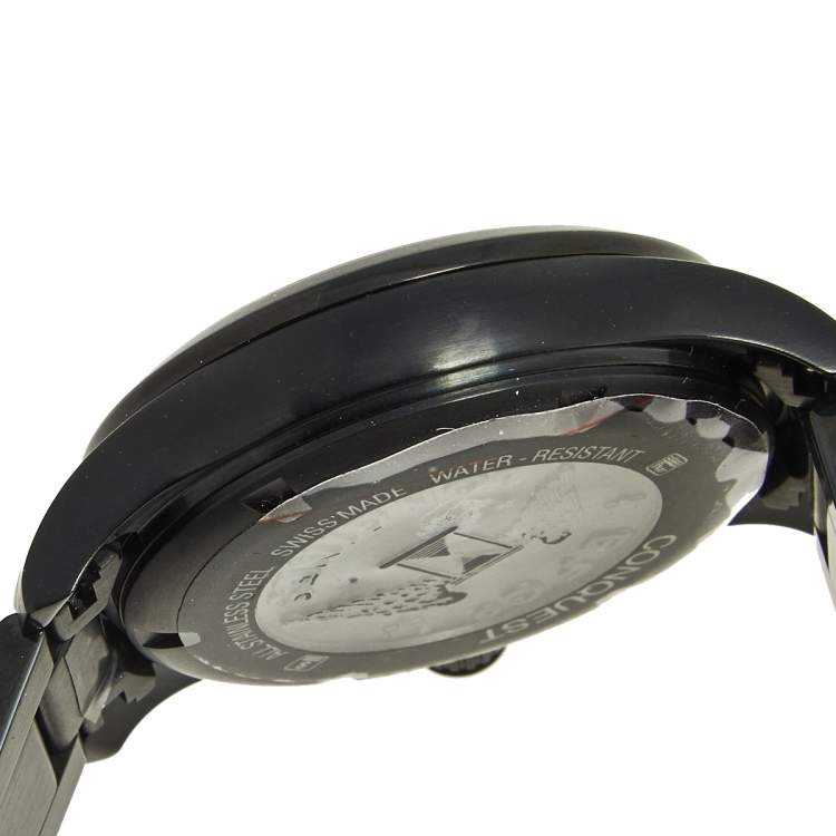 Pre Owned Longines Black PVD Coated Stainless Steel Conquest V.H.P. GMT L3.718.2.56.6 Men's Wristwatch 41 mm