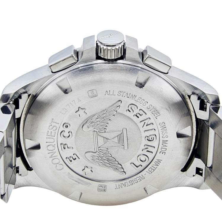 Pre Owned Longines White Stainless Steel Conquest V.H.P L37174766 Men's Wristwatch 42 mm