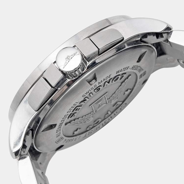 Pre Owned Longines Silver Stainless Steel Conquest L3.660.4.76.6 Men's Wristwatch 41 mm 