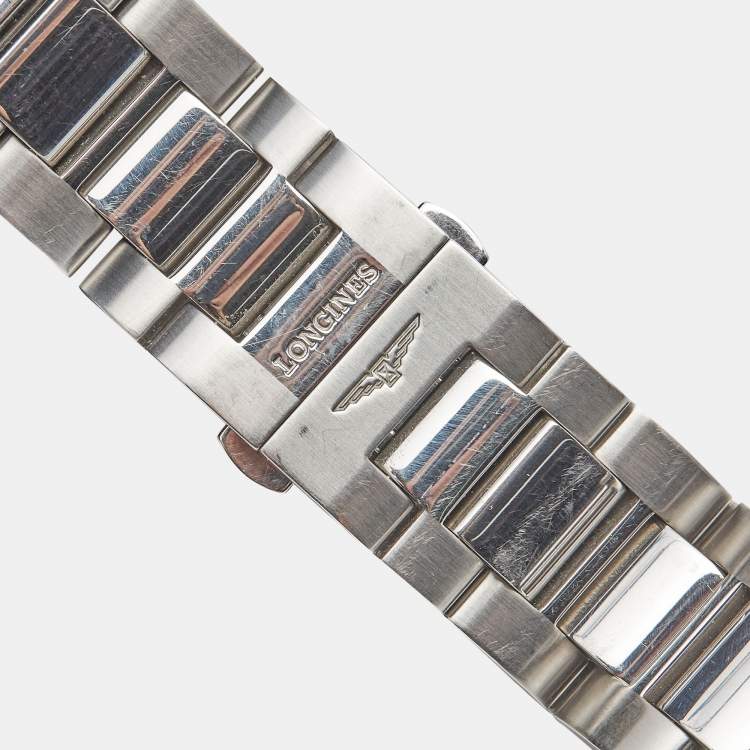 Pre Owned Longines Silver Stainless Steel Conquest L3.660.4.76.6 Men's Wristwatch 41 mm 