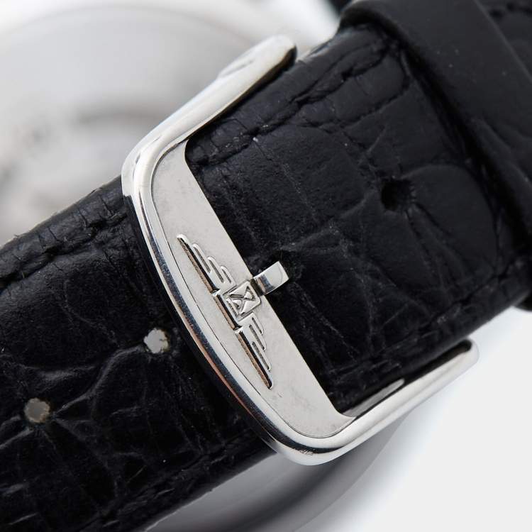 Pre Owned Longines White Stainless Steel Leather Lyre L4.759.4.11.2 Men's Wristwatch 35 mm