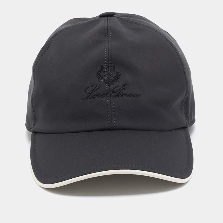 Pre Owned Loro Piana Dark Grey Satin Logo Baseball Cap S
