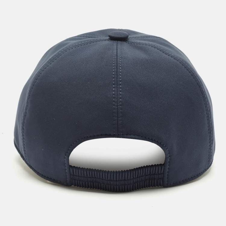 Pre Owned Loro Piana Navy Blue Logo Embroidered Nylon Baseball Cap M