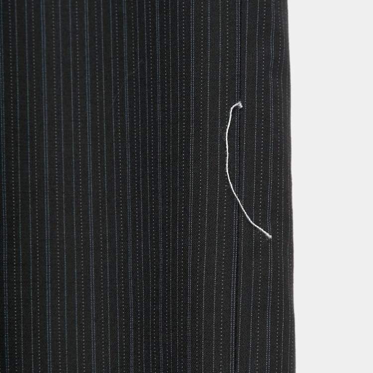 Pre Owned Loro Piana Black Pinstripe Wool Super 180's Suit L