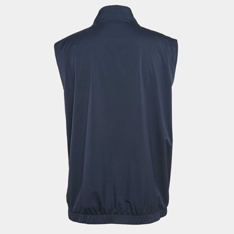 Pre Owned Loro Piana Navy Blue Nylon and Wool Reversible Vest 4XL