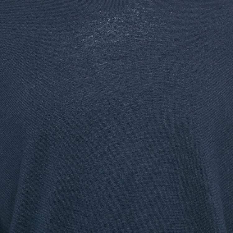 Pre Owned Loro Piana Navy Blue Cashmere Knit Crew Neck Sweater 4XL
