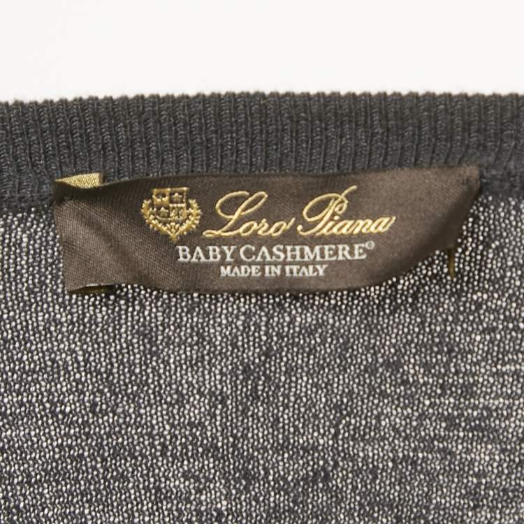 Pre Owned Loro Piana Grey Baby Cashmere V-Neck Sweater M