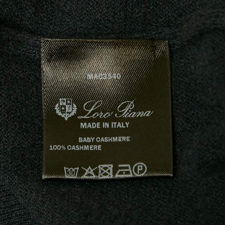 Pre Owned Loro Piana Grey Baby Cashmere V-Neck Sweater M