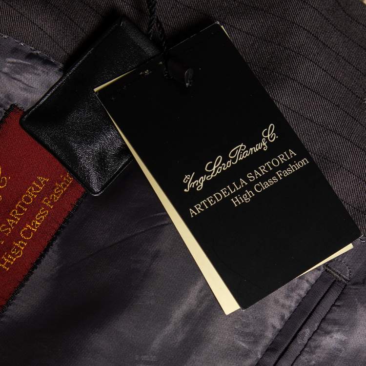 Pre Owned Loro Piana Grey Striped Wool Canvas Suit L