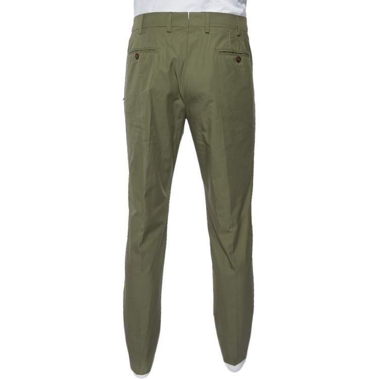 Pre Owned Loro Piana Olive Green Cotton Slim Fit Trousers XXL