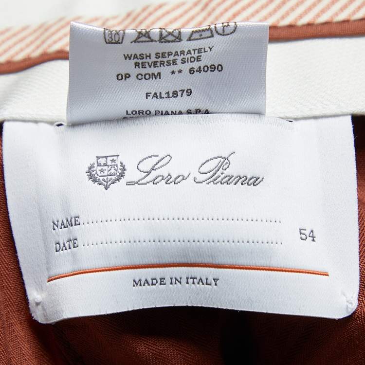 Pre Owned Loro Piana Khaki Green Cotton Slim Fit Trousers XXL