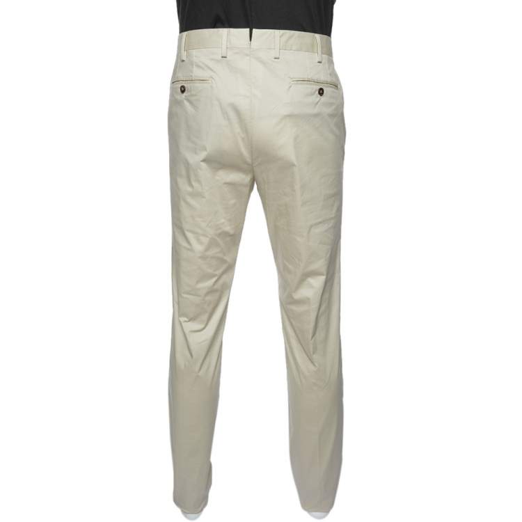 Pre Owned Loro Piana Beige Cotton Slim Fit Trousers XXL