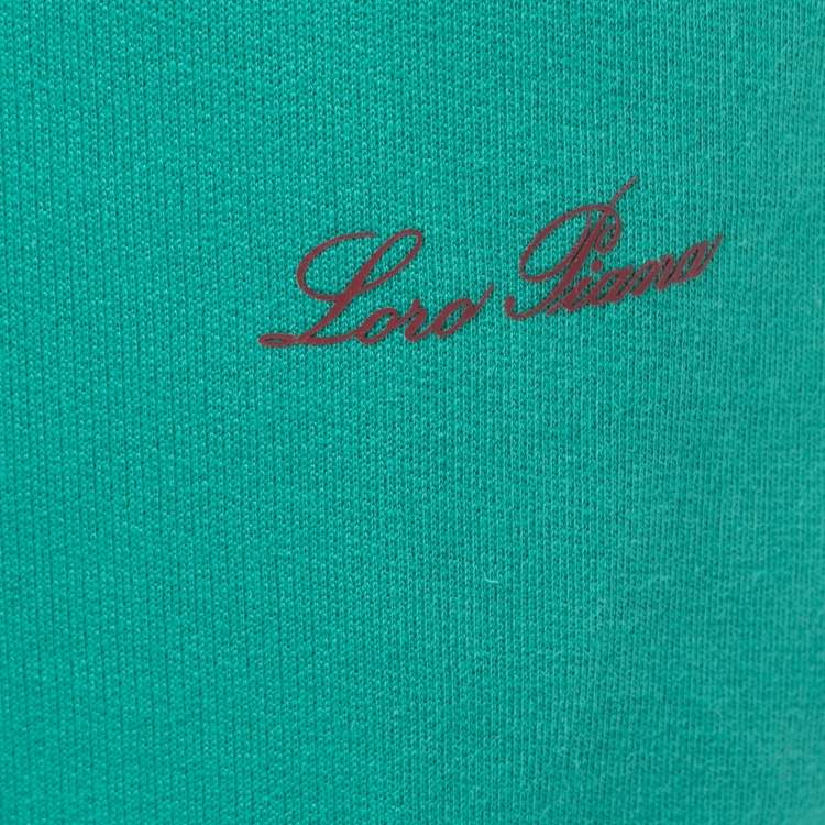 مملوكة مس�بقًا Loro Piana Green Cotton Knit Drawstring Joggers L