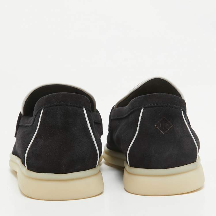 Pre Owned Loro Piana Black Suede Summer Charms Walk Loafers Size 39