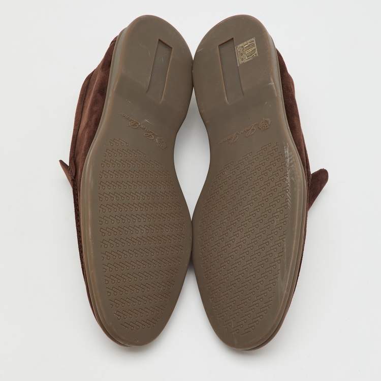 Pre Owned Loro Piana Brown Suede Summer Walk Loafers Size 43.5