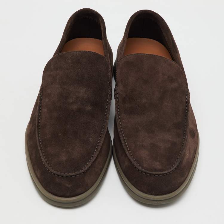 Pre Owned Loro Piana Brown Suede Summer Walk Loafers Size 43.5
