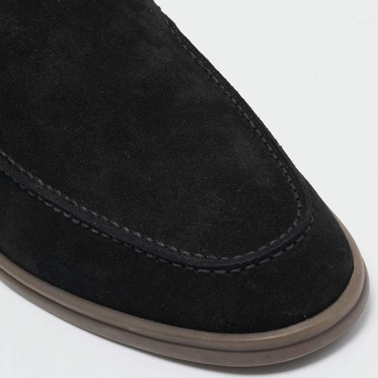 Pre Owned Loro Piana Black Suede Summer Charms Walk Loafers Size 43.5