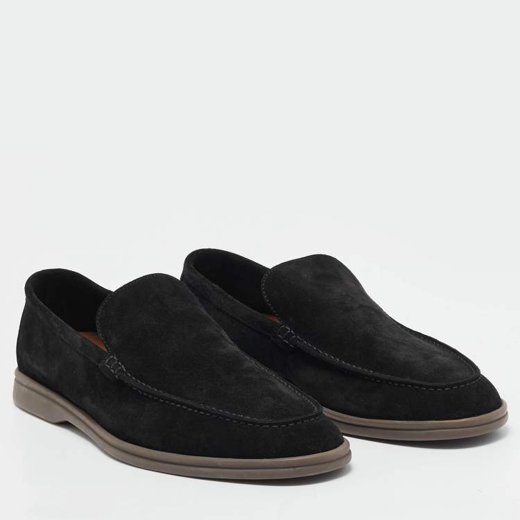 Pre Owned Loro Piana Black Suede Summer Charms Walk Loafers Size 43.5