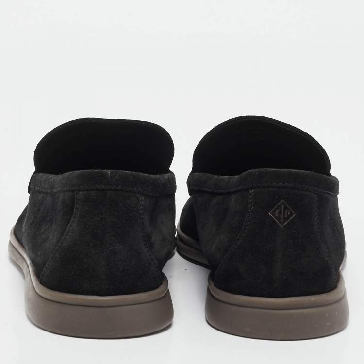 Pre Owned Loro Piana Black Suede Summer Charms Walk Loafers Size 43.5