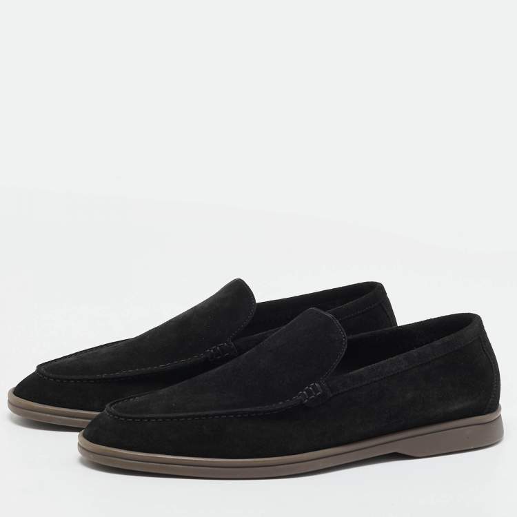 Pre Owned Loro Piana Black Suede Summer Charms Walk Loafers Size 43.5
