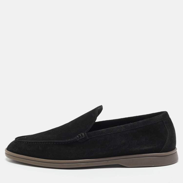 Pre Owned Loro Piana Black Suede Summer Charms Walk Loafers Size 43.5