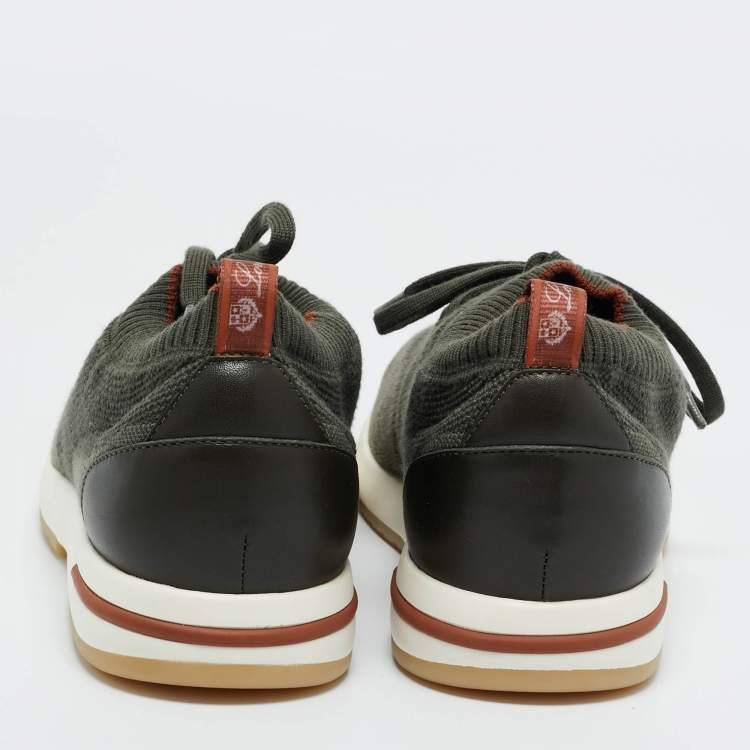 Pre Owned Loro Piana Green Knit Fabric 360 LP Flexy Walk Sneakers Size 41