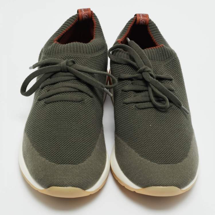 Pre Owned Loro Piana Green Knit Fabric 360 LP Flexy Walk Sneakers Size 41