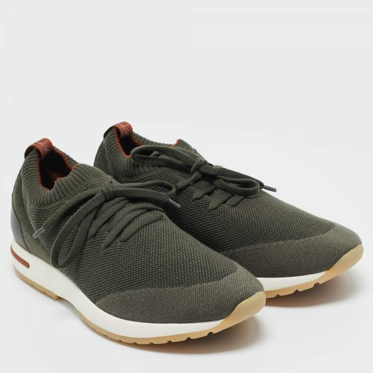 Pre Owned Loro Piana Green Knit Fabric 360 LP Flexy Walk Sneakers Size 41