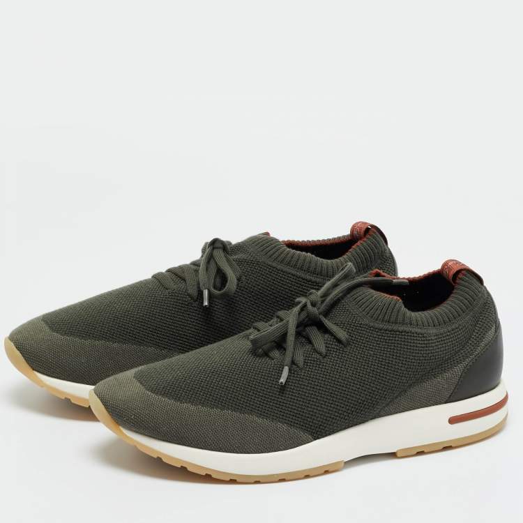 Pre Owned Loro Piana Green Knit Fabric 360 LP Flexy Walk Sneakers Size 41