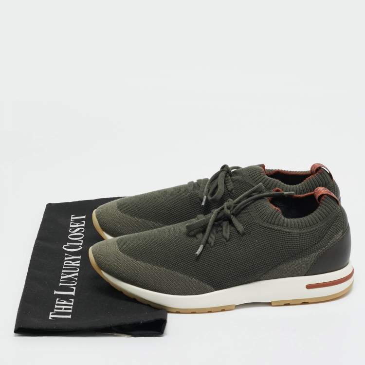 Pre Owned Loro Piana Green Knit Fabric 360 LP Flexy Walk Sneakers Size 41