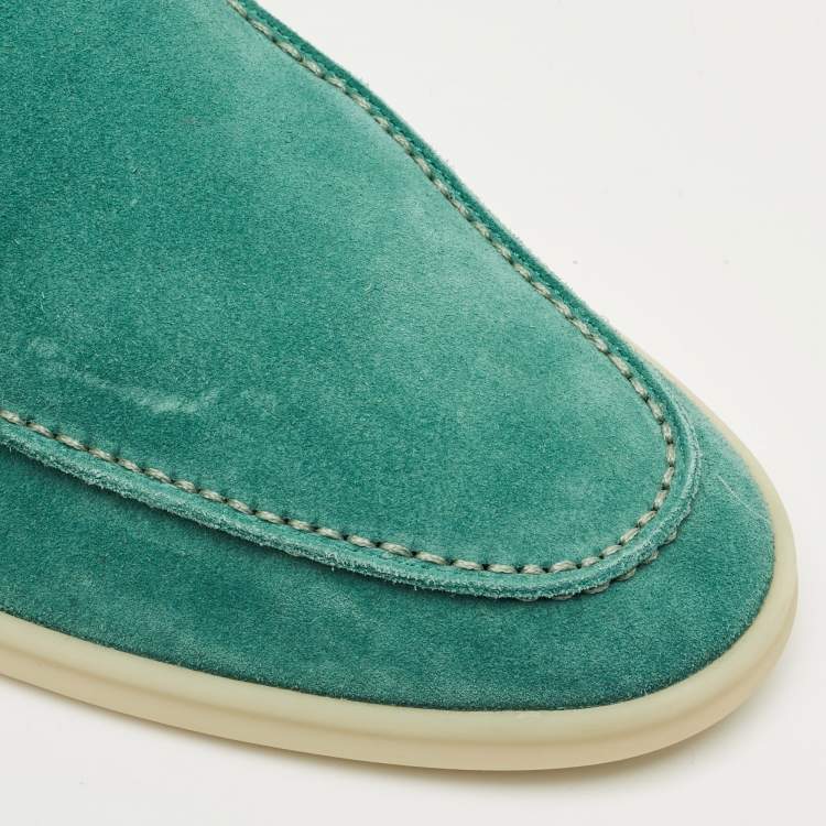 Pre Owned Loro Piana Green Suede Summer Walk Loafers Size 42