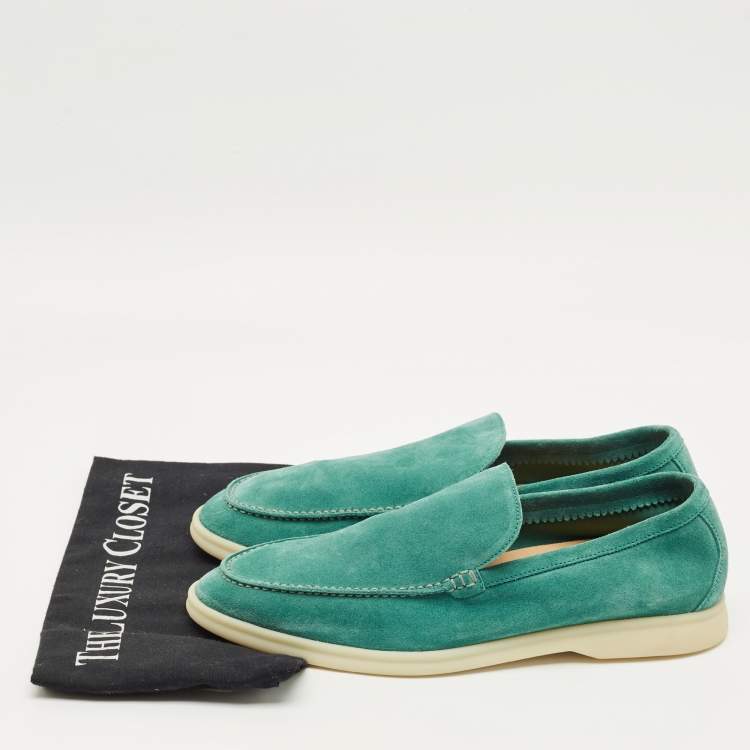 Pre Owned Loro Piana Green Suede Summer Walk Loafers Size 42